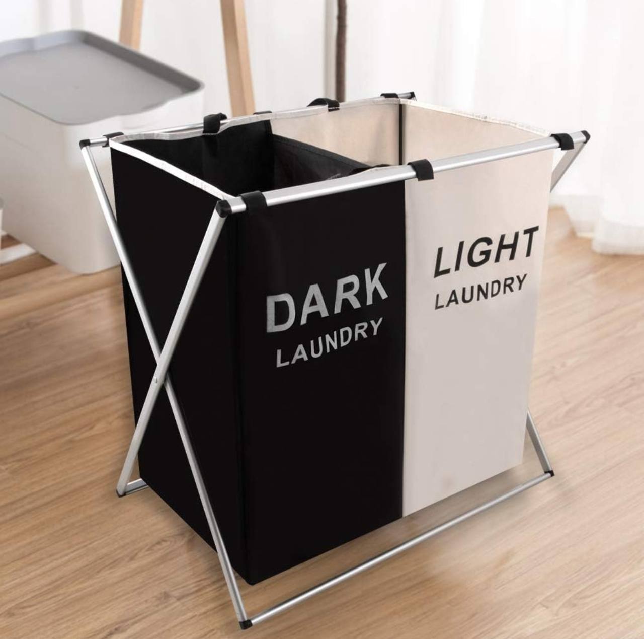 2 compartment foldable laundry basket