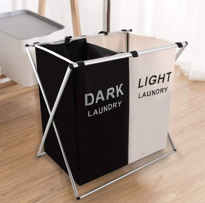 2 compartment foldable laundry basket