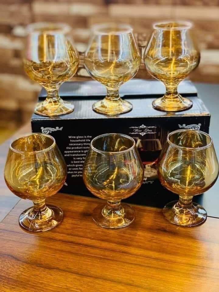 6pcs Gold Brandy cognac glasses set
