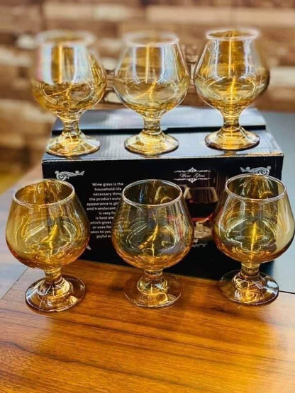 6pcs Gold Brandy cognac glasses set
