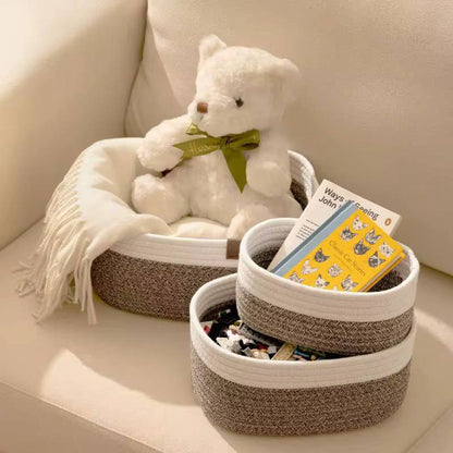 3pcs Oval shaped Elegant Cotton Rope Hand-woven storage shelves