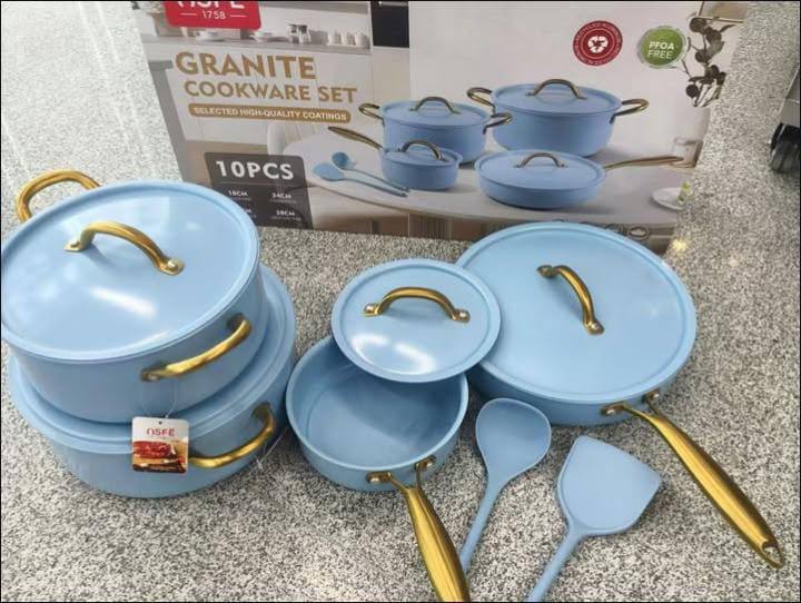 10pcs OSFE granite pots with metallic lids