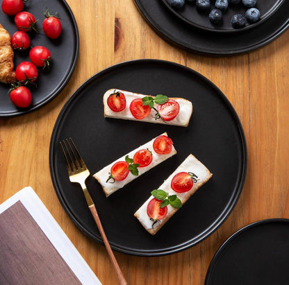 6 pcs set Black  Ceramic plates