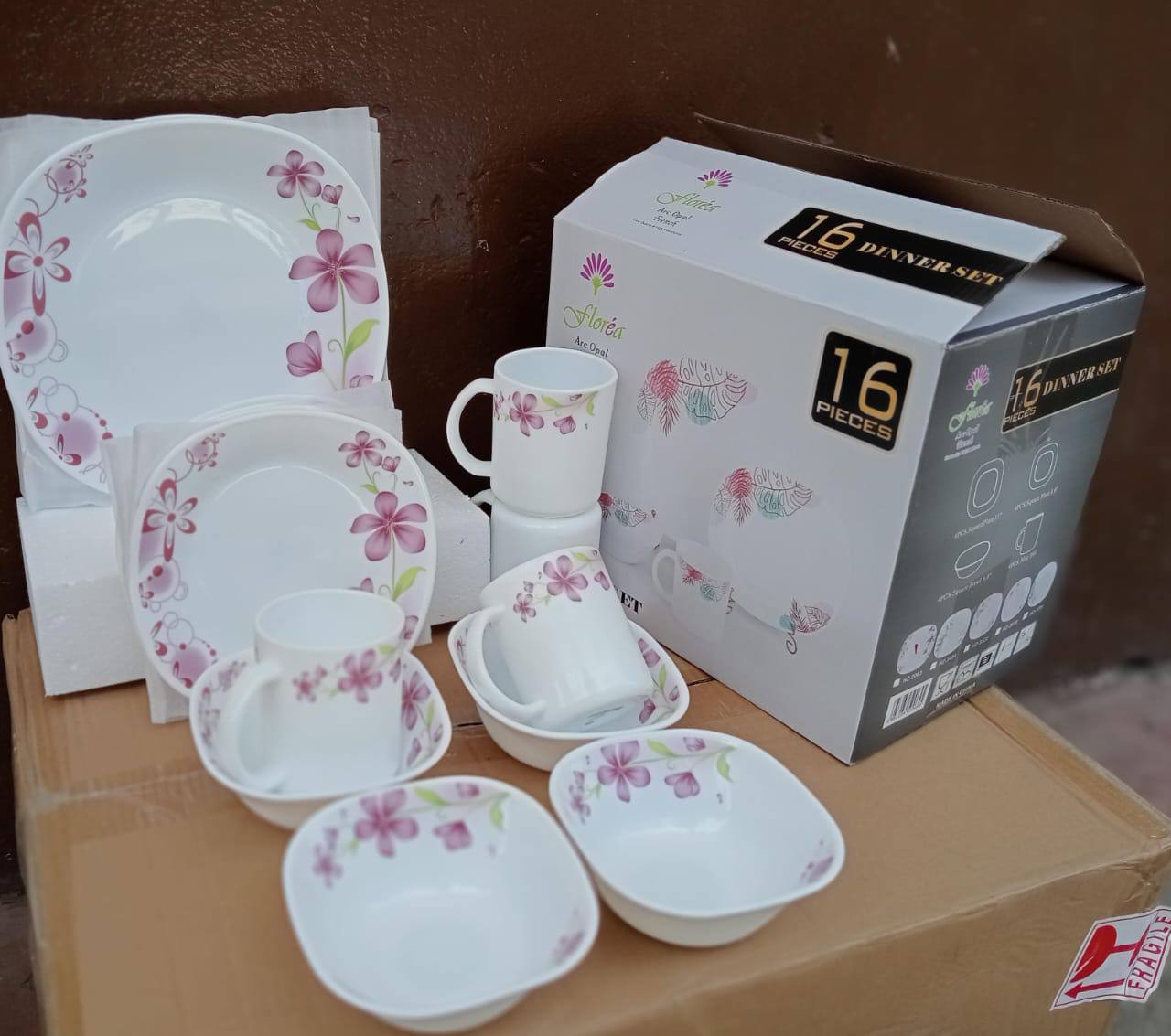 16pcs Florea Arc Opal square dinner set