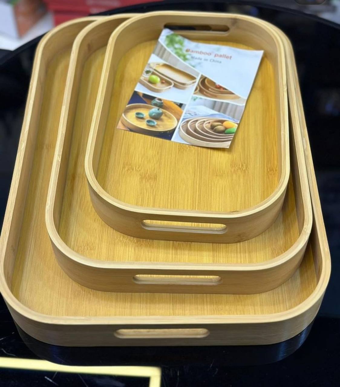 3pcs Multi-functional Bamboo Food storage Trays