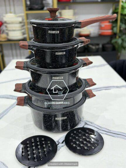 11pcs New UCC life granite cookware sets