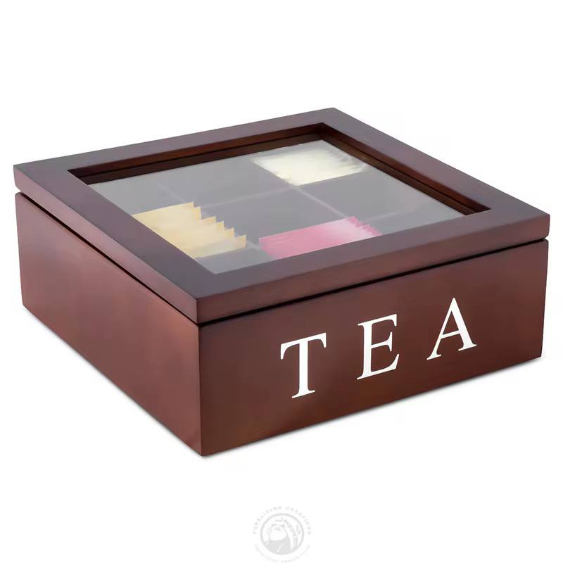9 grid bamboo tea bag organizer