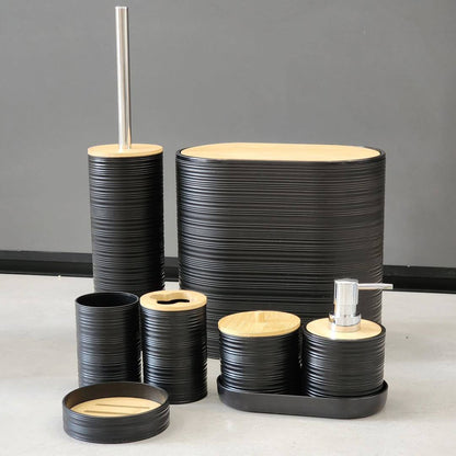 8PCS Luxury Bamboo Plastic Bathroom Accessories set