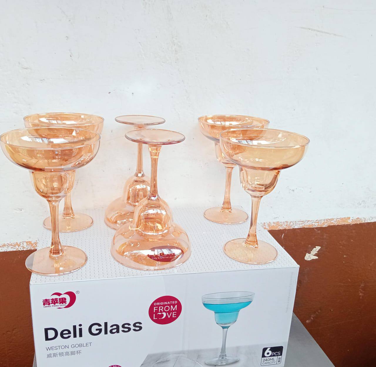 240ml golden margarita glasses set