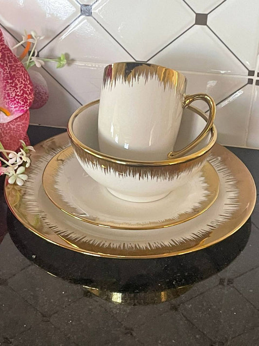 24pcs Gold Ceramic dinner set