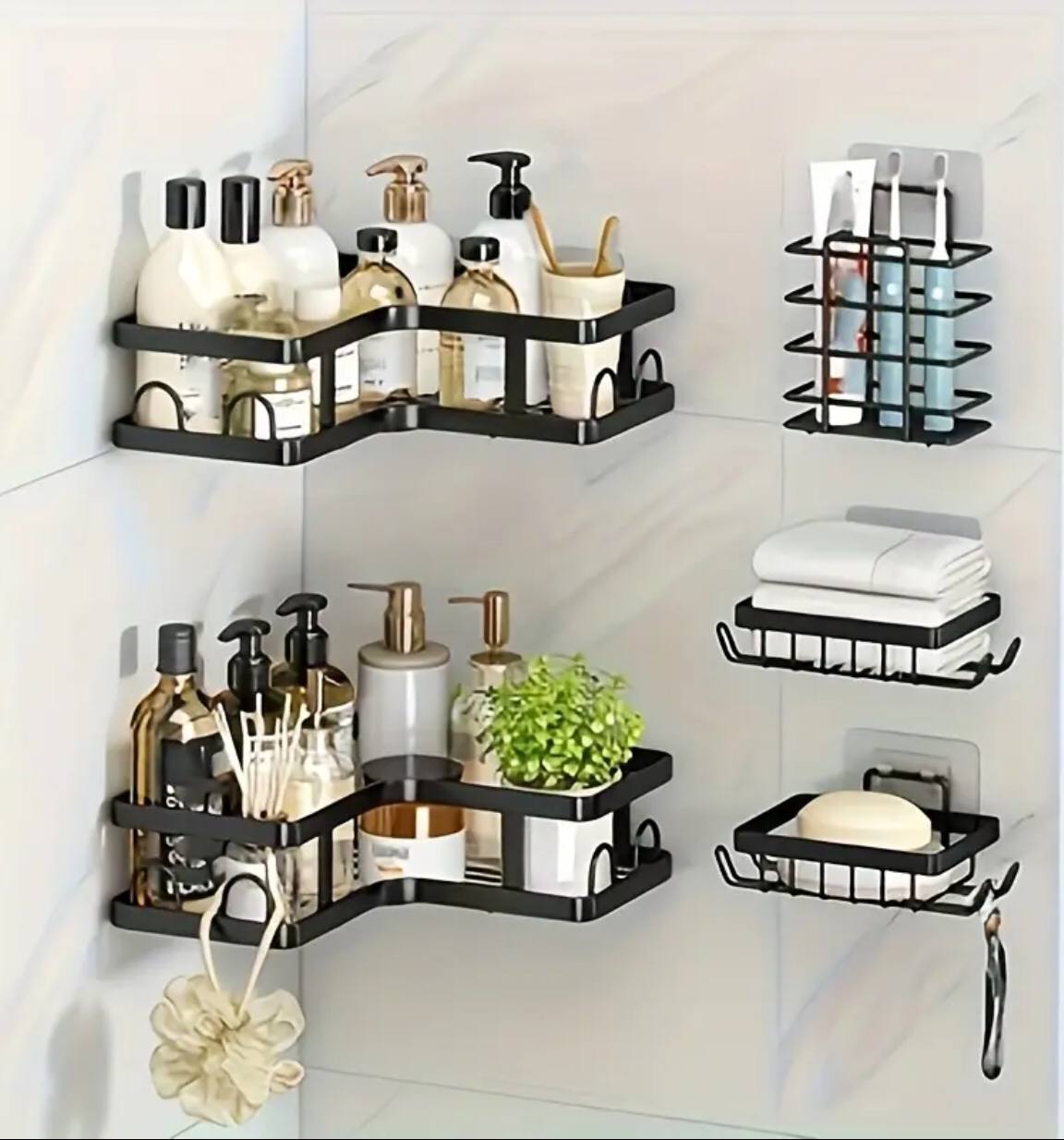 5pcs set corner Shower caddy shelf/Bathroom organizer