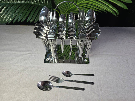 36pcs silver Cutlery Set with Unique Stand