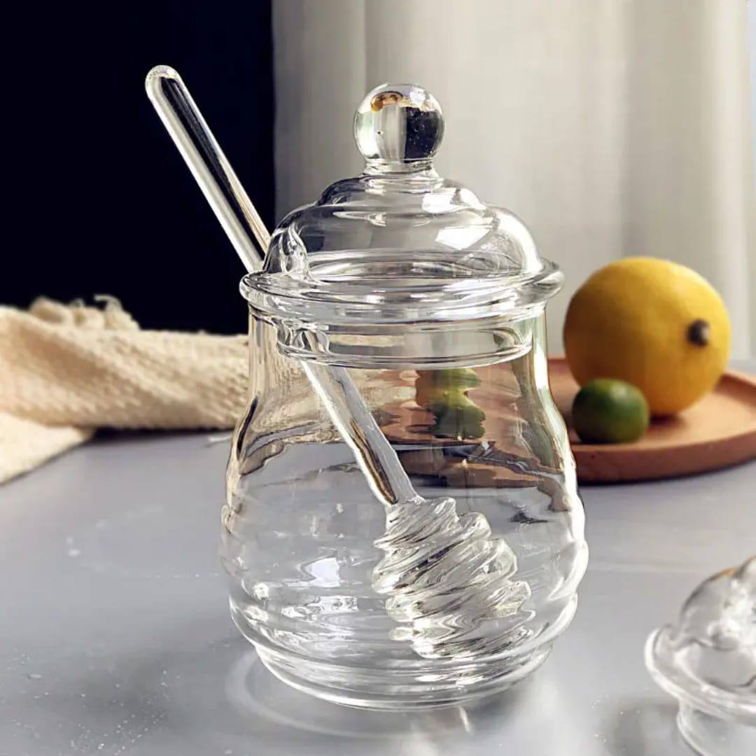 250ml Glass Honey Dispenser with a Dipper