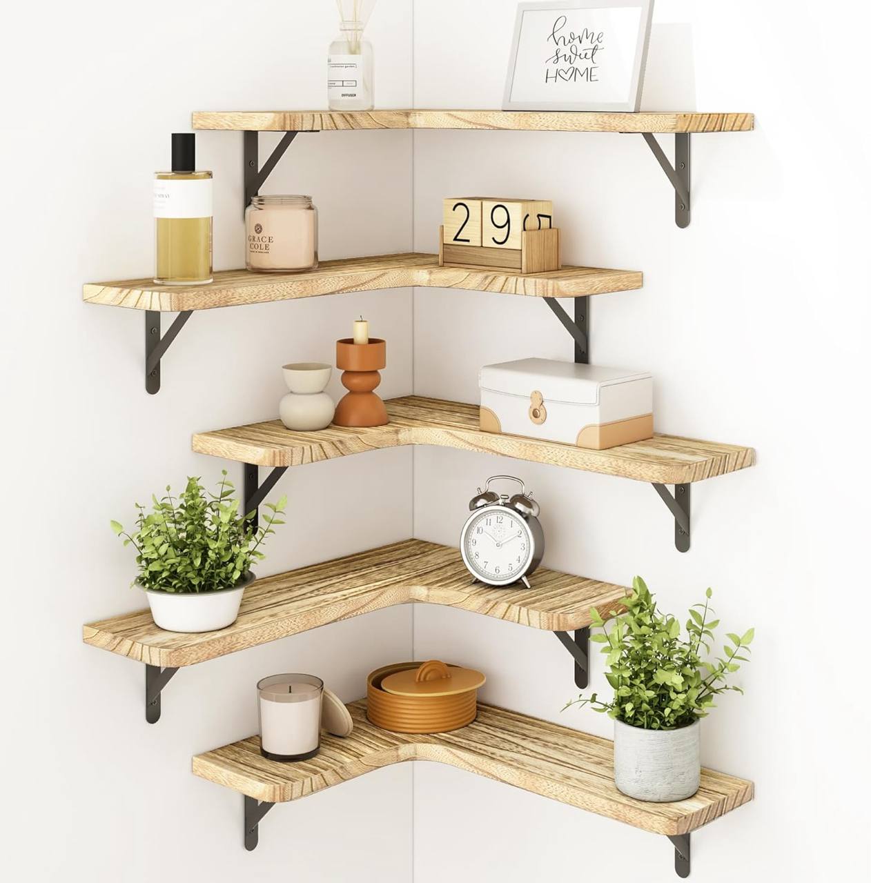 5 in 1 Rustic Wood Floating Shelves -5Pc Set