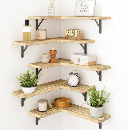 5 in 1 Rustic Wood Floating Shelves -5Pc Set