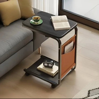 2 layer trolley side table with matching insert pocket