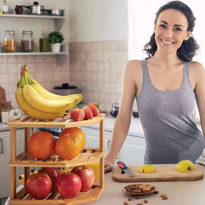 3 tier CORNER BAMBOO KITCHEN STORAGE SPICE RACK