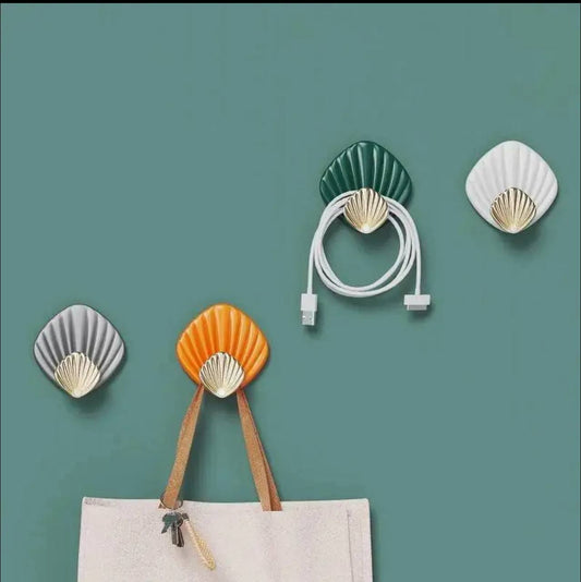 4pcs Creative Shell Shape Wall Hanging Hook