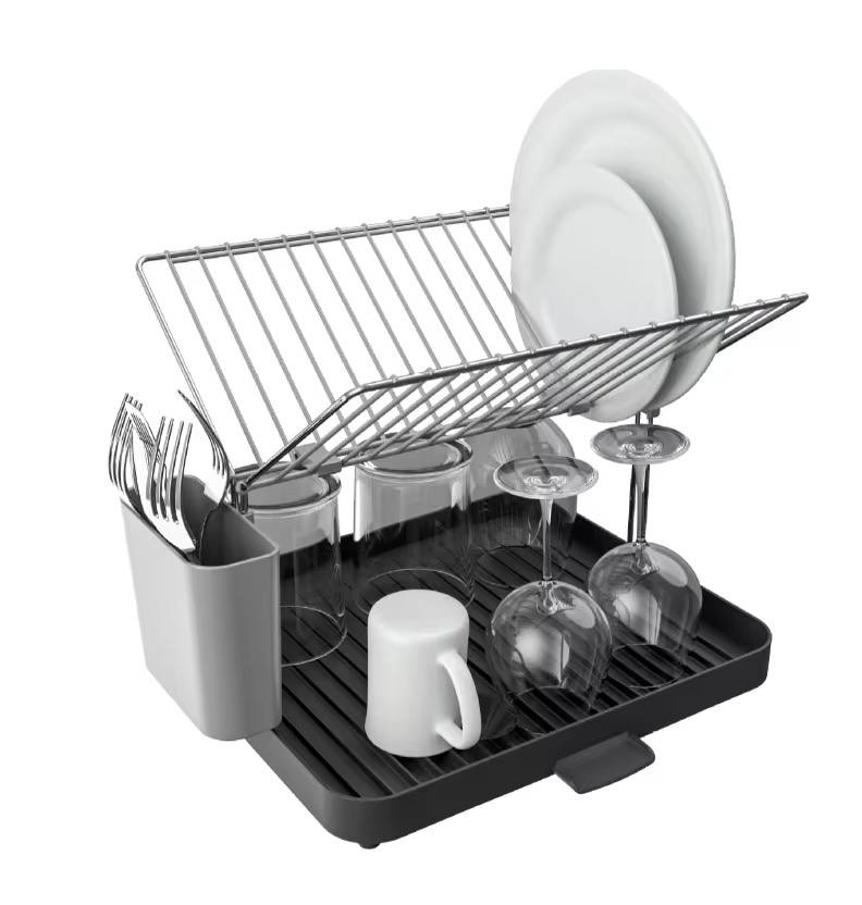 2 tier self draining dish drainer rack