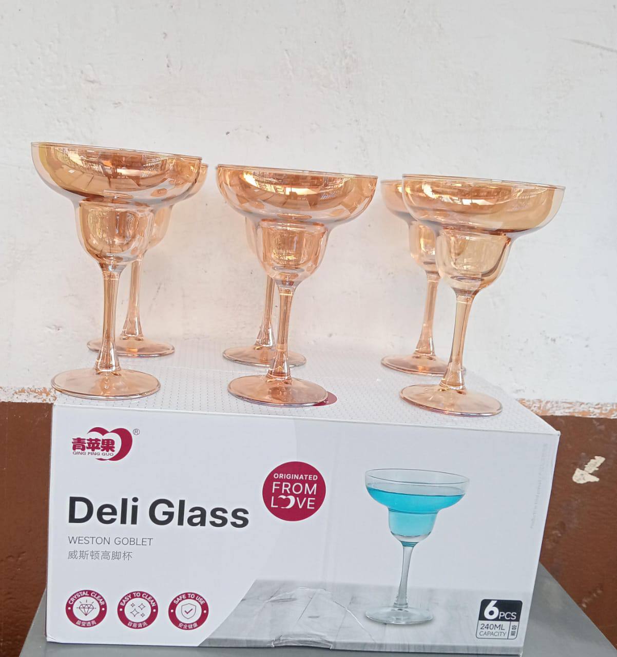 240ml golden margarita glasses set
