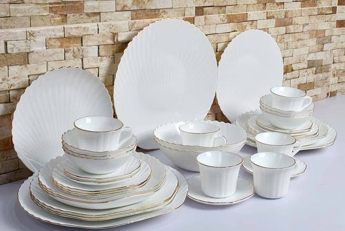 40pcs shell Dinner plates with golden rim