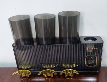 Acrylic Integrated inverted toothbrush holder, toothpaste dispenser, 3 cups bathroom organizer