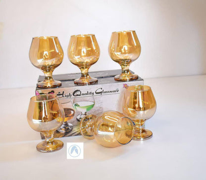 6pcs Gold Brandy cognac glasses set