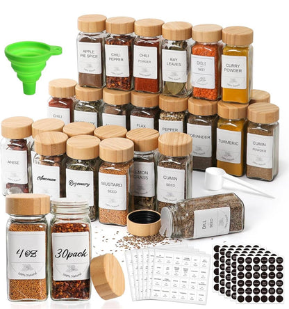 29 PCS SET GLASS STORAGE JARS  WITH BAMBOO LID