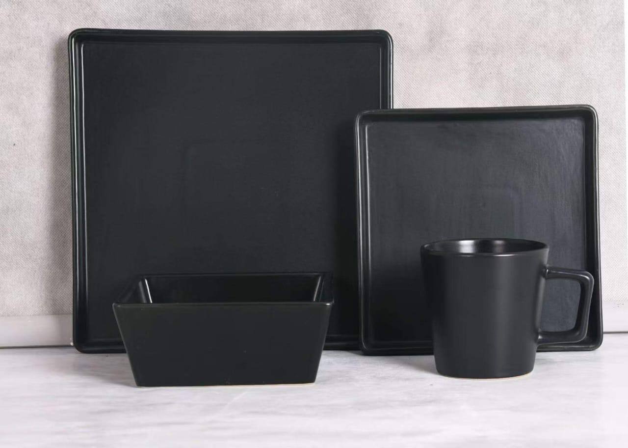 24pcs European style black dinner set