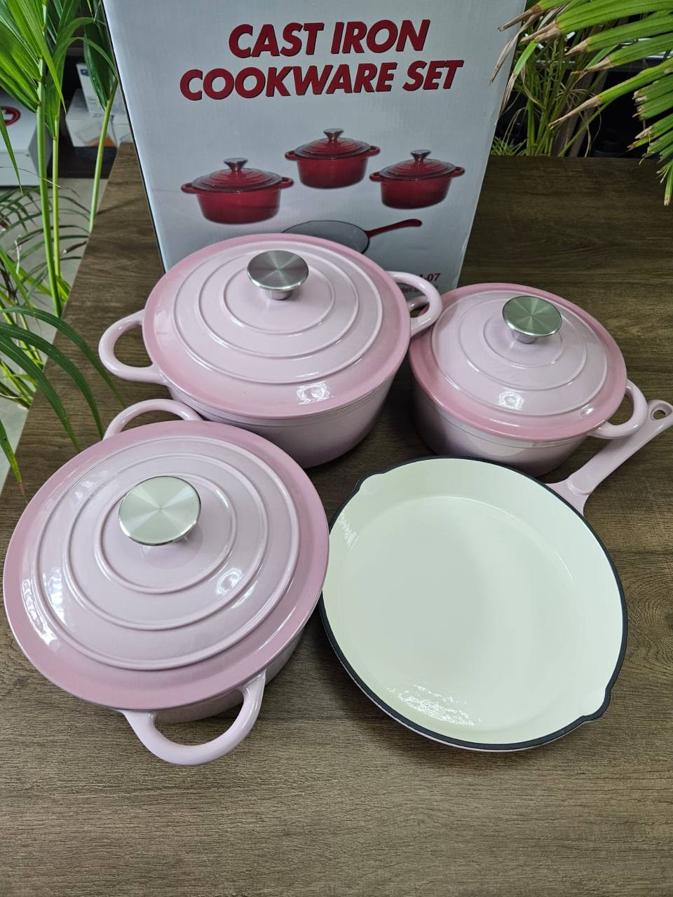 7pcs Enamel Cast iron cooking pots