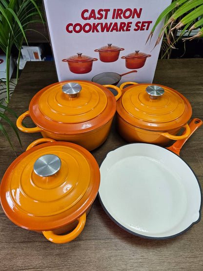 7pcs Enamel Cast iron cooking pots
