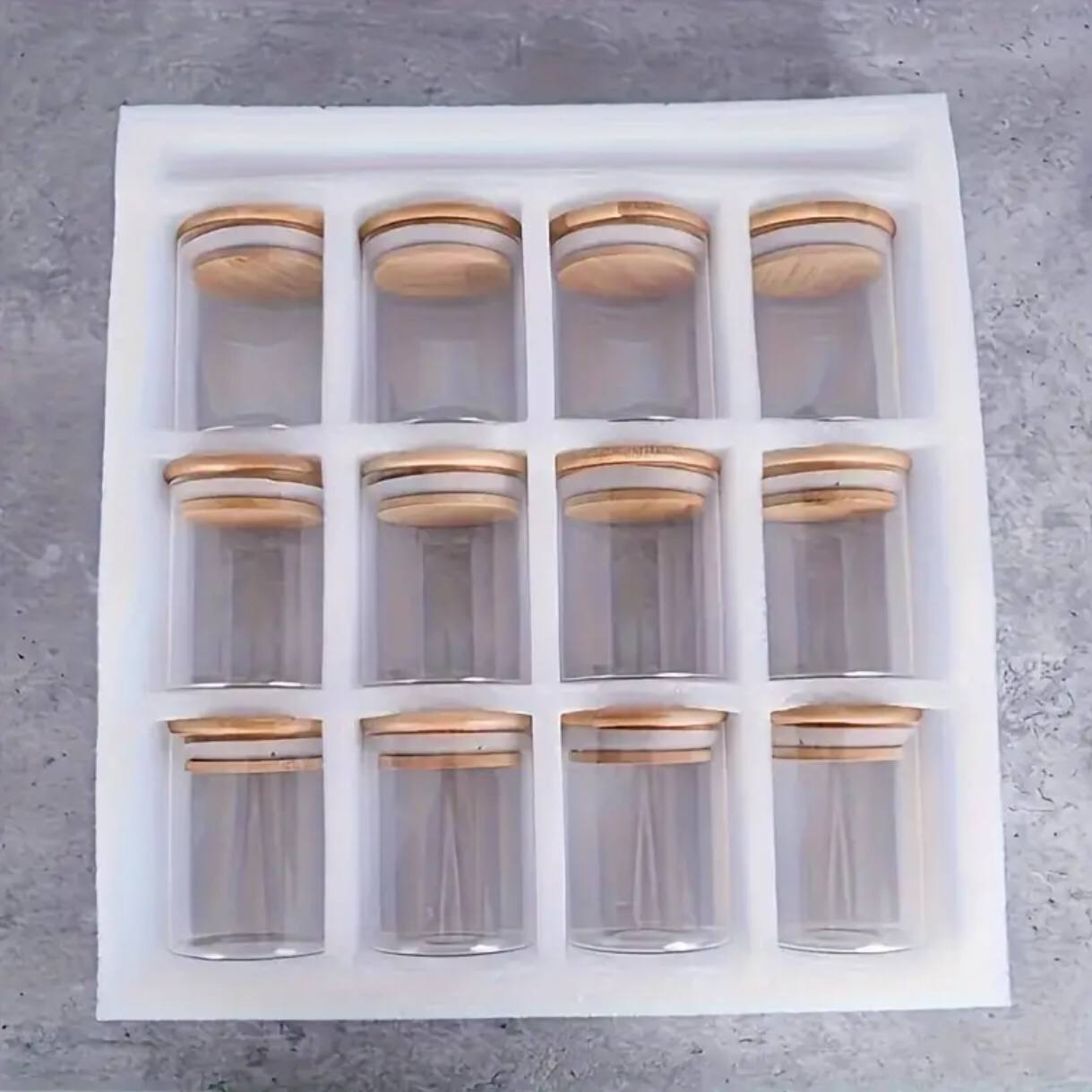 12pcs Round Glass spice jar set