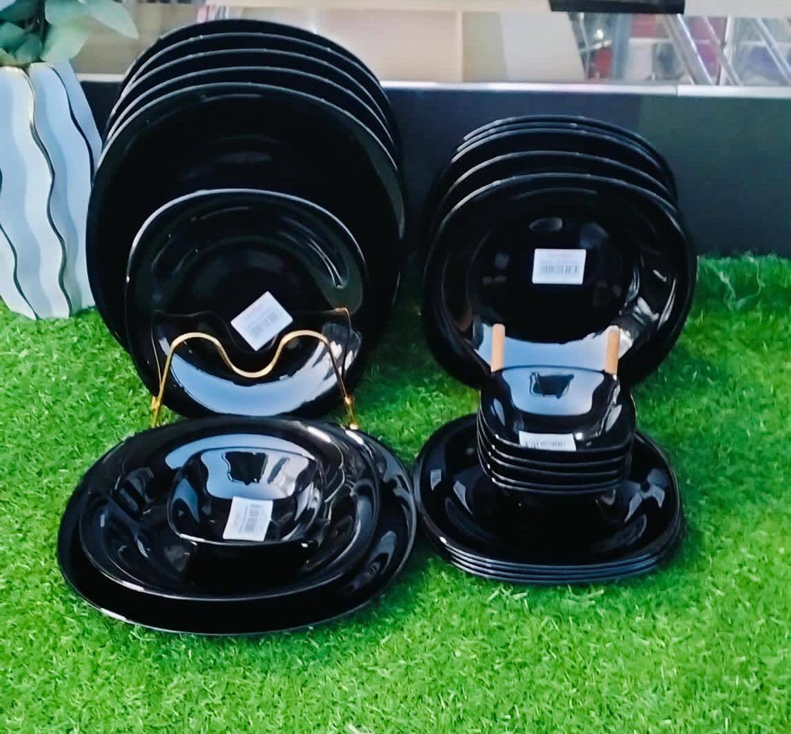 24pcs Black Square Dinner plate set