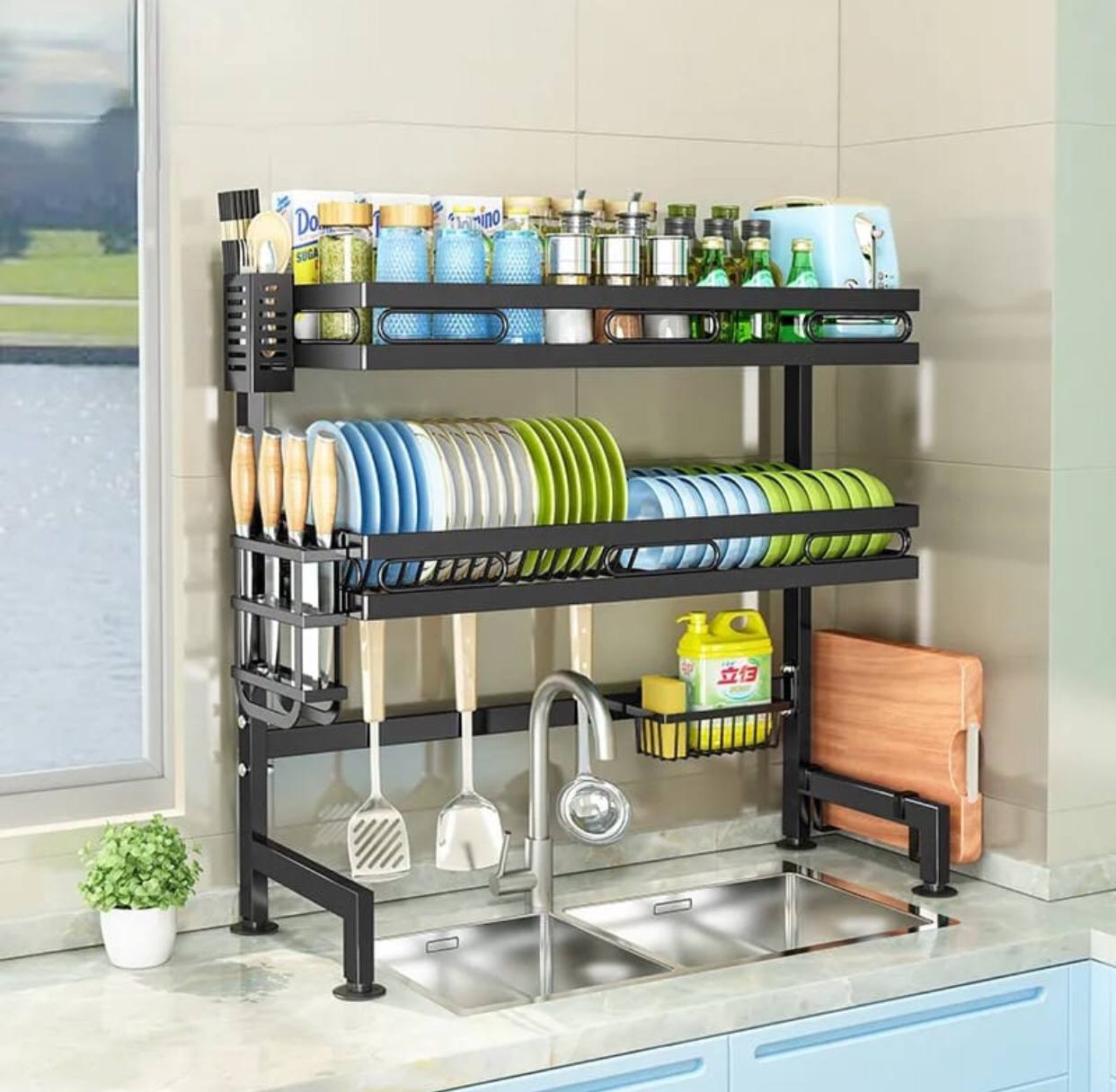 2 layer  over the sink dish drainer