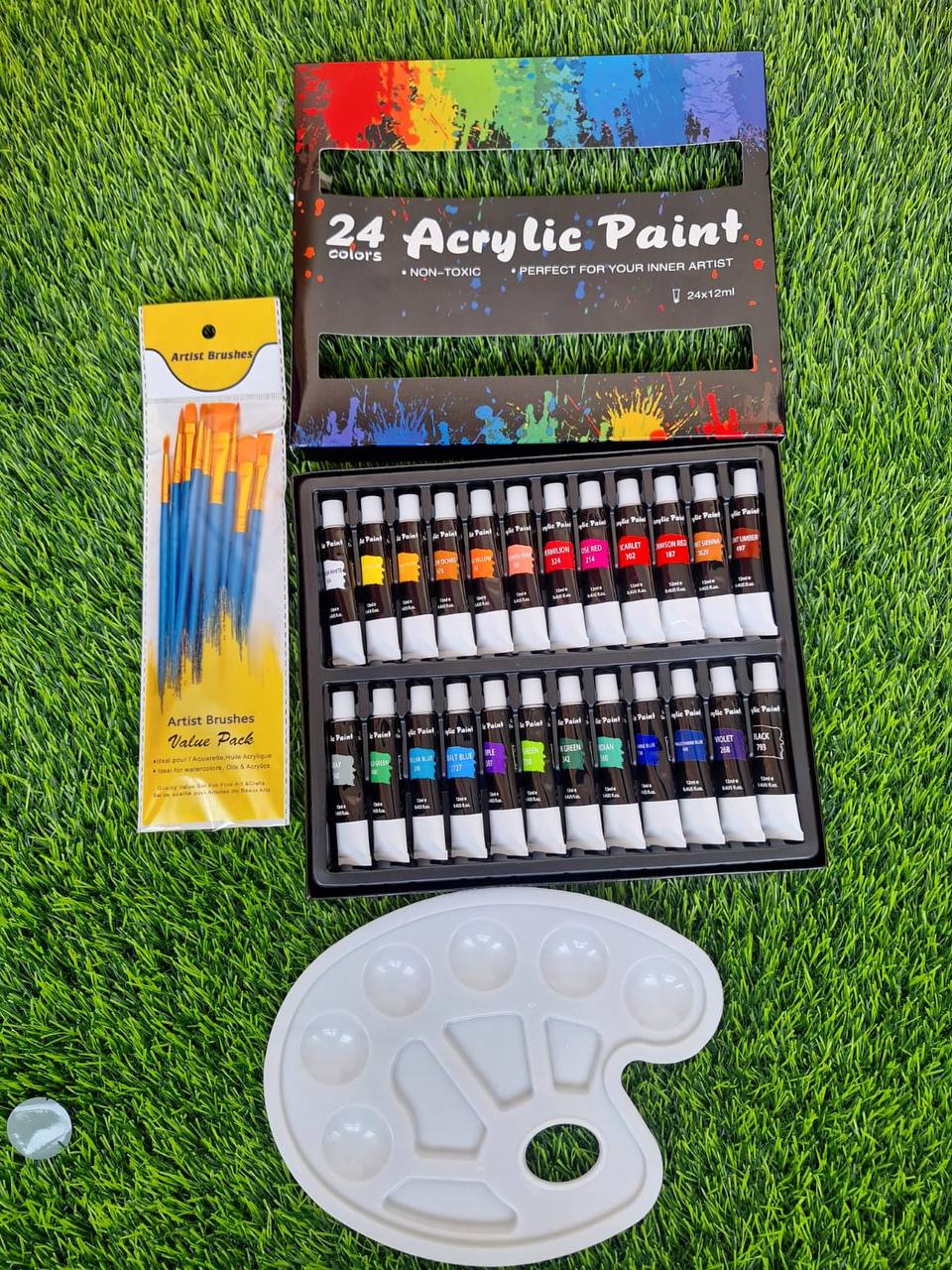 24pcs acrylic paint with brushes