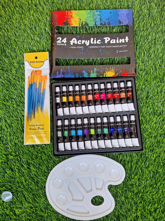 24pcs acrylic paint with brushes