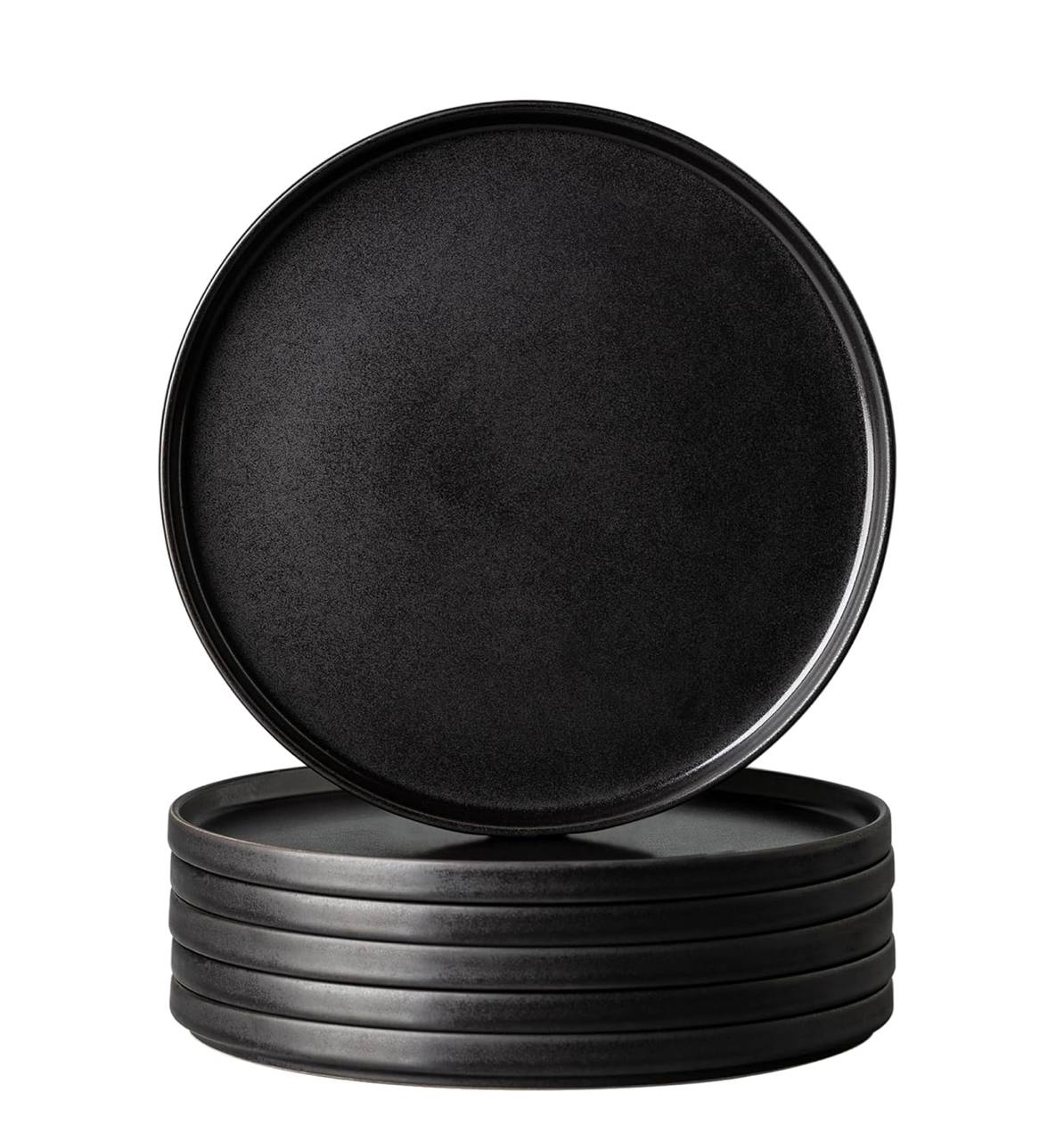 6 pcs set Black  Ceramic plates