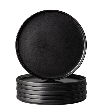 6 pcs set Black  Ceramic plates