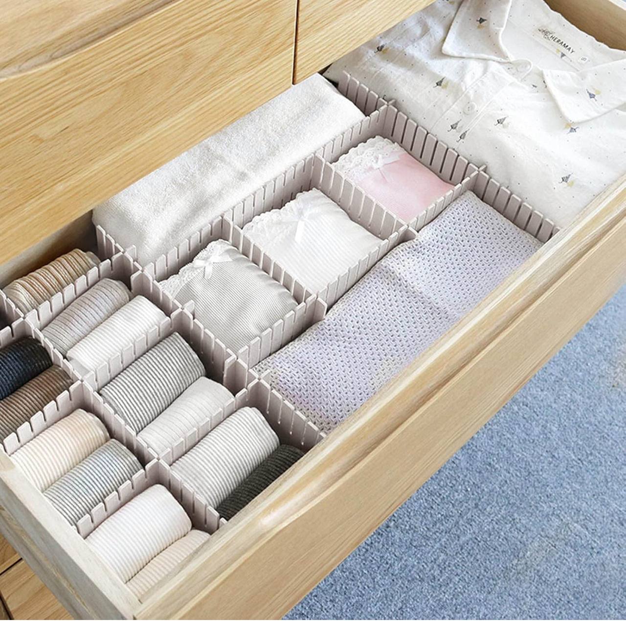 4Pcs Adjustable Drawer Divider