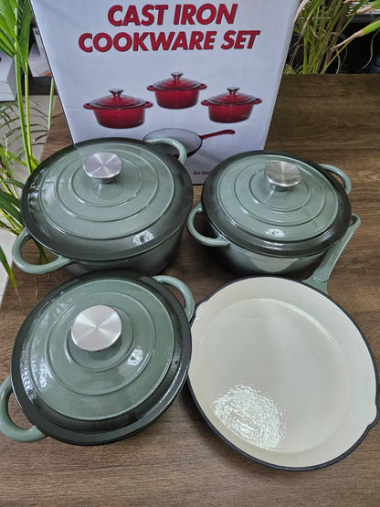 7pcs Enamel Cast iron cooking pots