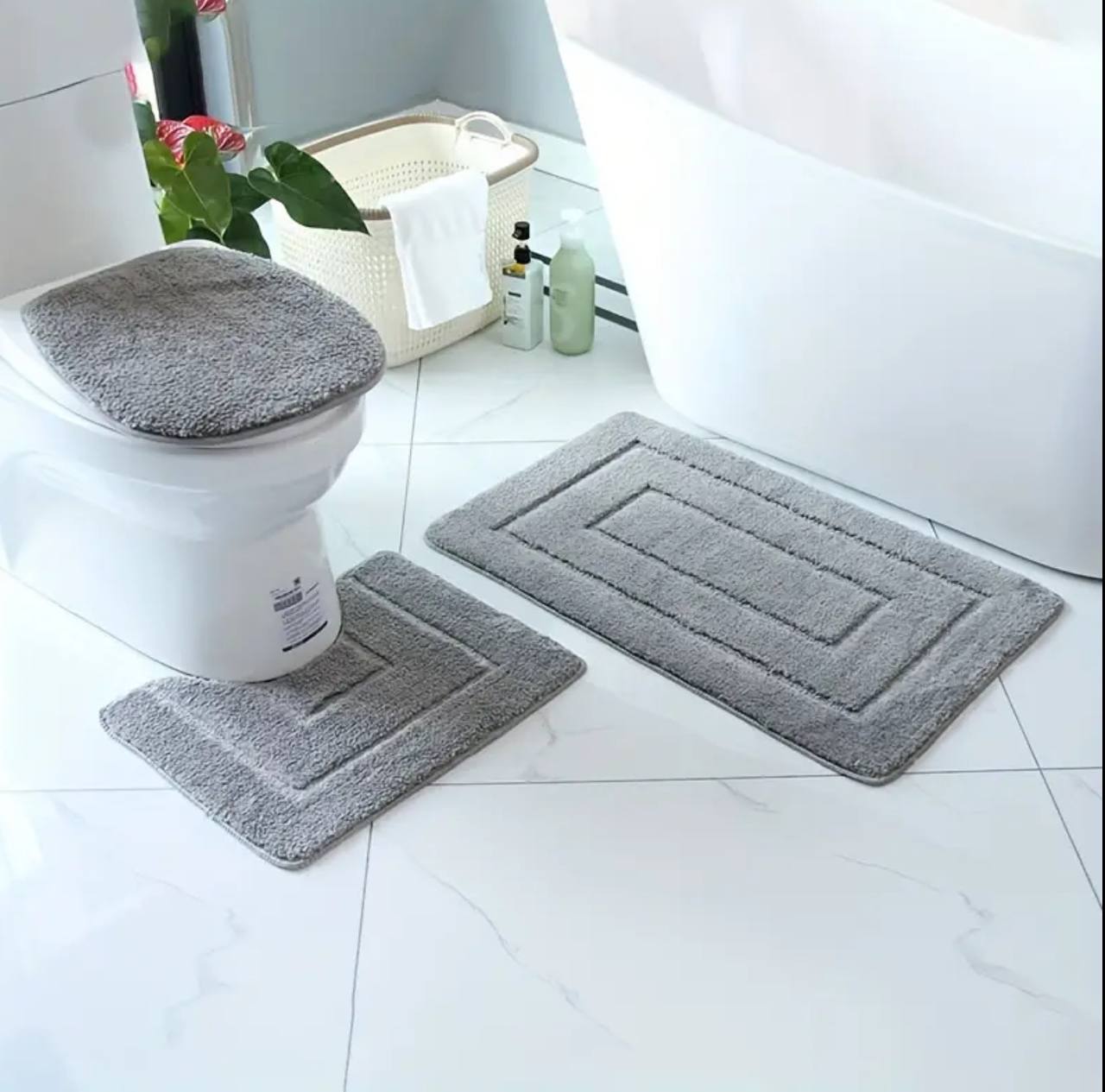 A set of 3 pc antslip toilet mats