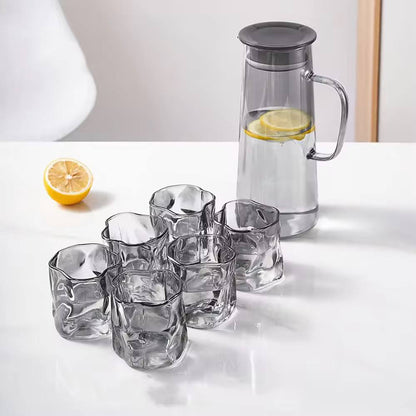 1500ml Glass Water Pitcher With Lid and 4pc Water Glasses