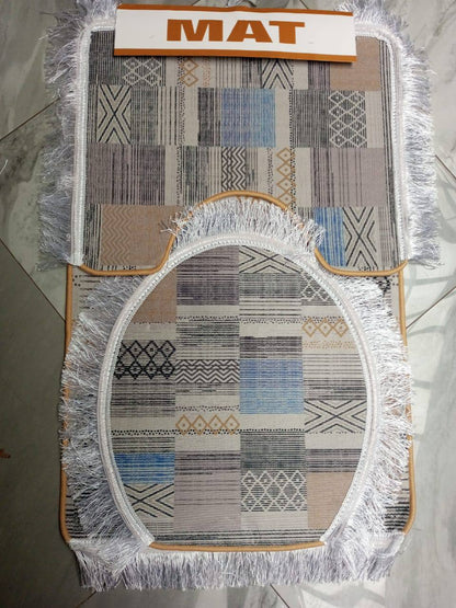 3 Piece Toilet Mat Set
