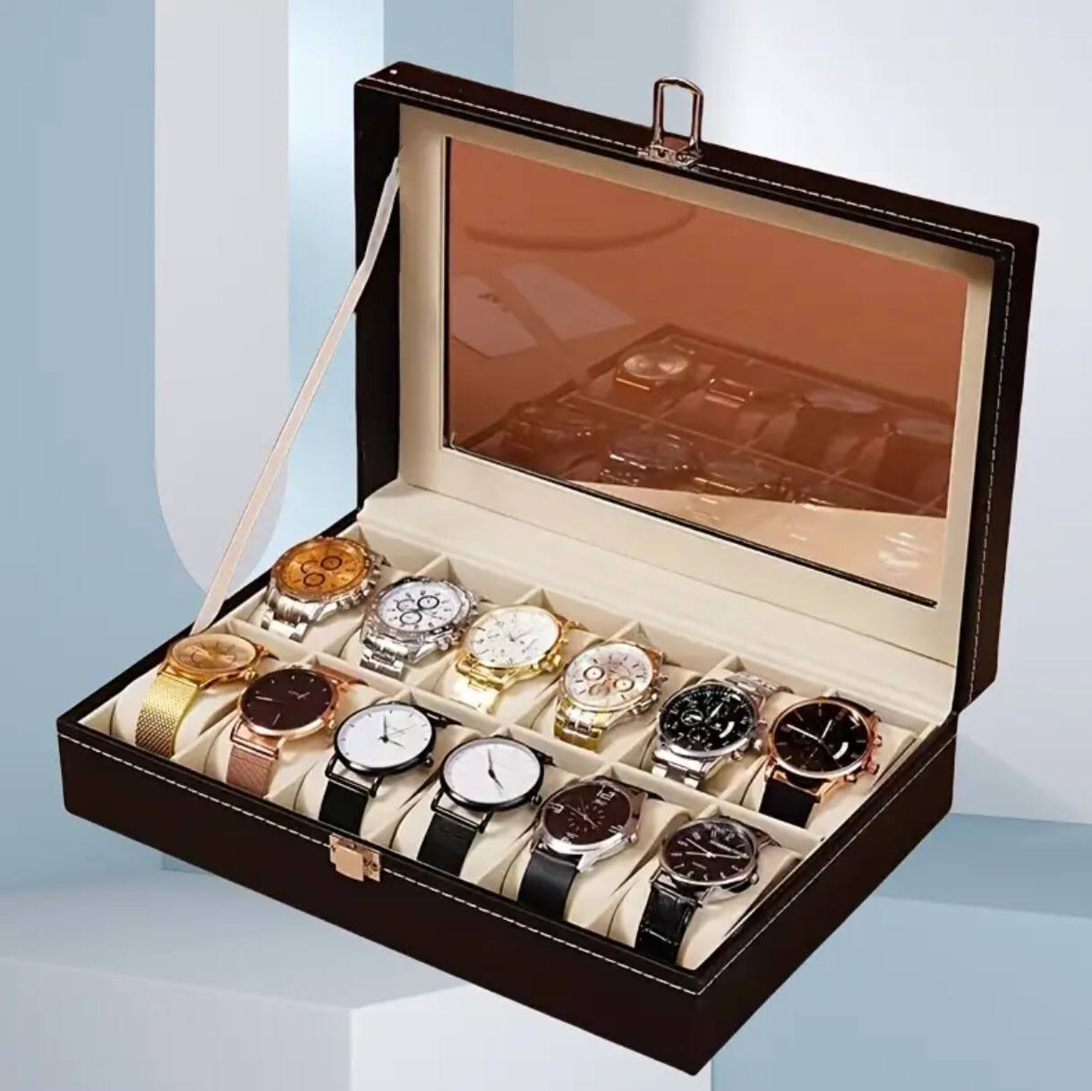 12 slots leather watch organizer
