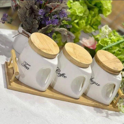 3pcs canisters set with Bamboo Stand