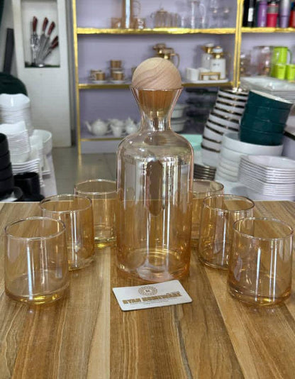 7pcs set golden whiskey set with bamboo Ball top