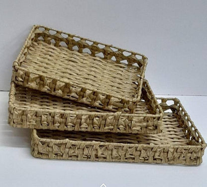 3 In 1 handmade Rattan Deco style and trays