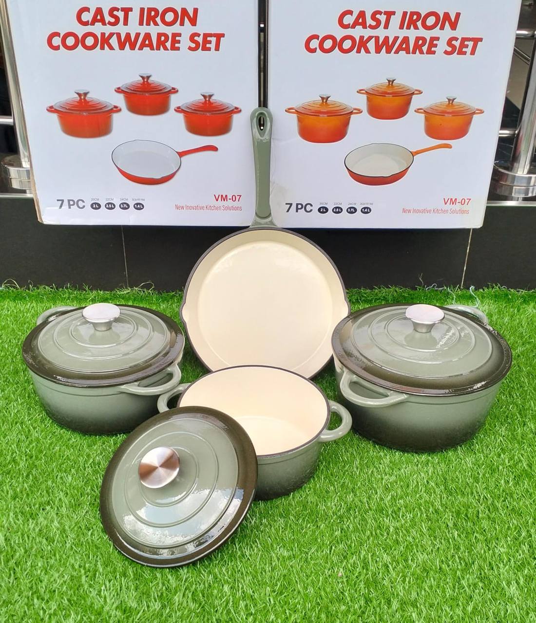 7pcs Enamel Cast iron cooking pots