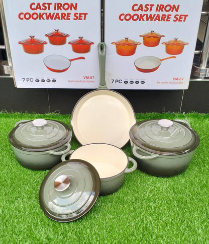 7pcs Enamel Cast iron cooking pots