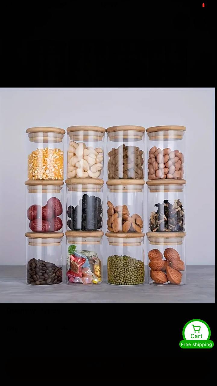 12pcs Round Glass spice jar set